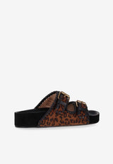Isabel Marant Lennyo Leopard-Print Flat Sandals Brown SD0118FAC3A27S_99LE