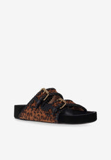 Isabel Marant Lennyo Leopard-Print Flat Sandals Brown SD0118FAC3A27S_99LE
