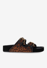 Isabel Marant Lennyo Leopard-Print Flat Sandals Brown SD0118FAC3A27S_99LE