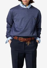 Miu Miu Jacquard Long-Sleeved T-shirt Blue MJLA47SOOO19J4_F0X32