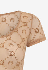 Marine Serre Monogram Mesh Flocked Top Beige WTO389ACJER0005_BG60