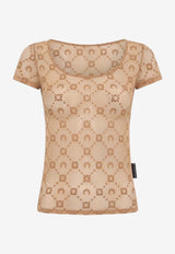 Marine Serre Monogram Mesh Flocked Top Beige WTO389ACJER0005_BG60