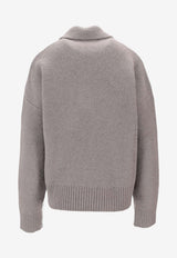AMI PARIS Ami De Coeur Alpaca Polo Sweater Gray UPL408KN0135_058