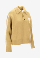 AMI PARIS Ami De Coeur Alpaca Polo Sweater Yellow UPL408KN0135_3993