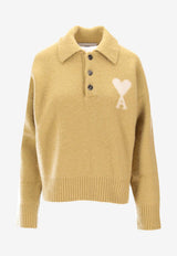 AMI PARIS Ami De Coeur Alpaca Polo Sweater Yellow UPL408KN0135_3993