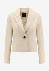PINKO Idony Single-Breasted Linen Blazer Beige 106526A374C03_Beige_44130090