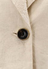 PINKO Idony Single-Breasted Linen Blazer Beige 106526A374C03_Beige_44130090