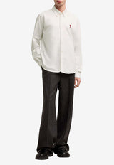 AMI PARIS Ami De Coeur Long-Sleeved Shirt White BFUSH063CO0031_168