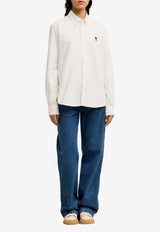 AMI PARIS Ami De Coeur Long-Sleeved Shirt White BFUSH063CO0031_168