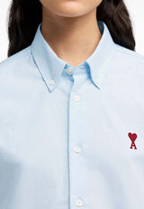 AMI PARIS Ami De Coeur Long-Sleeved Shirt Light Blue BFUSH063CO0031_450