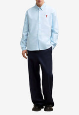 AMI PARIS Ami De Coeur Long-Sleeved Shirt Light Blue BFUSH063CO0031_450