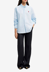 AMI PARIS Ami De Coeur Long-Sleeved Shirt Light Blue BFUSH063CO0031_450