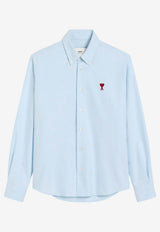AMI PARIS Ami De Coeur Long-Sleeved Shirt Light Blue BFUSH063CO0031_450