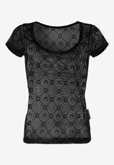 Marine Serre Monogram Flocked Mesh Top Black WTO389ACJER0005_BK99