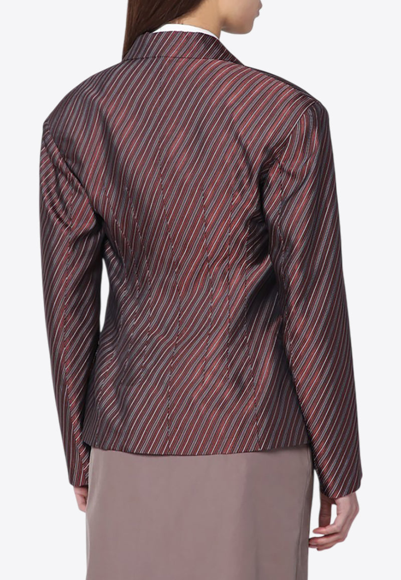 Dries Van Noten Striped Double-Breasted Blazer Burgundy 104011220/Q_DRVNO-358