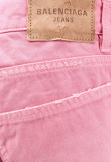 Balenciaga Logo Patch Straight-Leg Denim Pants Pink 786468TRWA6_2014_BABY PINK_29846612