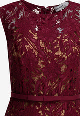 Self-Portrait Floral Lace Midi Dress Burgundy RS26167MABUBURGUNDY_Purple_42176716
