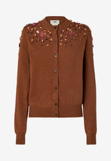 Fendi Embellished Wool-Blend Cardigan Brown FZE543AUZWF1T6K_RUST-25_29852201