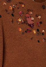 Fendi Embellished Wool-Blend Cardigan Brown FZE543AUZWF1T6K_RUST-25_29852201