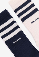 Adidas X Wales Bonner Signature Stripes Logo Socks - Set of 2 Multicolor JV8684_NAVY_Blue_33338843