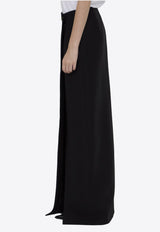 Valentino VLogo Wool and Silk Maxi Skirt Black 5B3RABP5-1CF-0NO