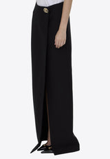 Valentino VLogo Wool and Silk Maxi Skirt Black 5B3RABP5-1CF-0NO