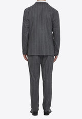 Tagliatore Pinstripe Single-Breasted Wool Suit Gray 2SMC22K01-C90055-EG865