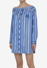 Etro Off-Shoulder Mini Striped Dress Blue 12412-12412-250