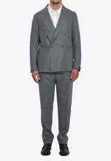 Tagliatore Double-Breasted Wool Suit with Pin Gray A-WARNER-070039-G3040