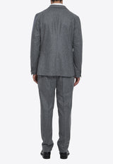 Tagliatore Double-Breasted Wool Suit with Pin Gray A-WARNER-070039-G3040