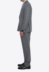 Tagliatore Double-Breasted Wool Suit with Pin Gray A-WARNER-070039-G3040