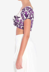 Dolce & Gabbana Majolica Print Cropped Top Purple F7AV0T-HH5EP-I13TN
