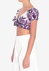 Dolce & Gabbana Majolica Print Cropped Top Purple F7AV0T-HH5EP-I13TN