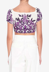 Dolce & Gabbana Majolica Print Cropped Top Purple F7AV0T-HH5EP-I13TN