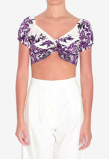 Dolce & Gabbana Majolica Print Cropped Top Purple F7AV0T-HH5EP-I13TN