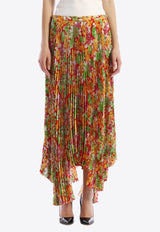 Plan C Floral Plissè Maxi Skirt Multicolor GOCAB05AE0-TV009-FIR02