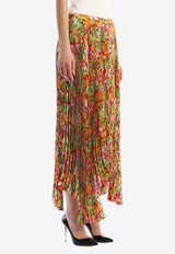 Plan C Floral Plissè Maxi Skirt Multicolor GOCAB05AE0-TV009-FIR02
