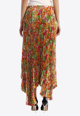 Plan C Floral Plissè Maxi Skirt Multicolor GOCAB05AE0-TV009-FIR02