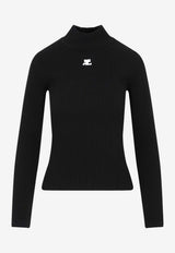 Roll Neck Ribbed Logo Sweater