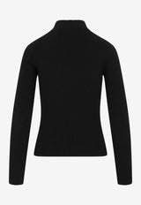 Roll Neck Ribbed Logo Sweater