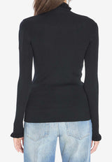 Valentino VLogo Ruffled Turtleneck Sweater Black 7B3KC66G-9H7-0NO