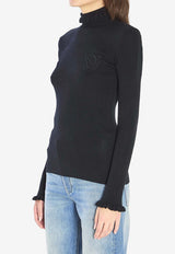 Valentino VLogo Ruffled Turtleneck Sweater Black 7B3KC66G-9H7-0NO
