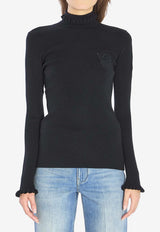 Valentino VLogo Ruffled Turtleneck Sweater Black 7B3KC66G-9H7-0NO