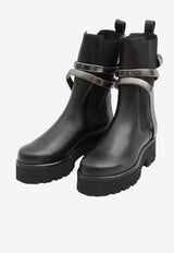 Rene Caovilla Juniper 45 Biker Boots  Black C12319045-0001-NE03
