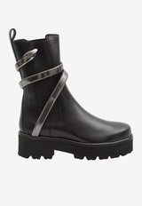 Rene Caovilla Juniper 45 Biker Boots  Black C12319045-0001-NE03