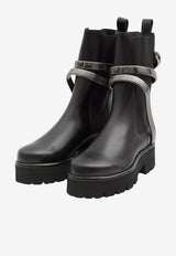 Rene Caovilla Juniper 45 Biker Boots  Black C12319045-0001-NE03