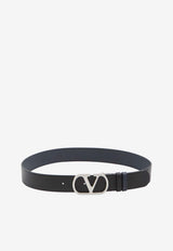 Valentino Reversible VLogo-Buckle Leather Belt Black 7Y2T0SQ4-UPC-M77