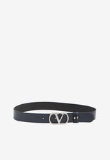 Valentino Reversible VLogo-Buckle Leather Belt Black 7Y2T0SQ4-UPC-M77