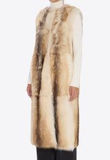 Yves Salomon Long Lamb-Fur Coat Vest Beige 26WYM63105-215-B3271