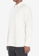 Saint Laurent Cassandre Striped Shirt  White 848033-Y7K19-1332